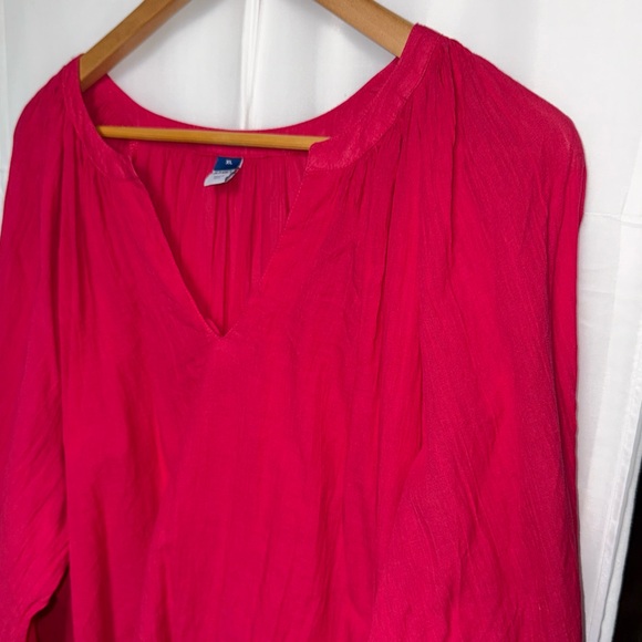 Old Navy Split-Neck Crinkle Gauze Top Bright Pink XL - Picture 4 of 8